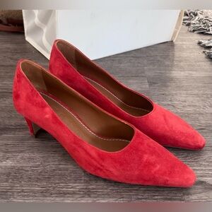 STAUD Red Suede Low Heel Pumps